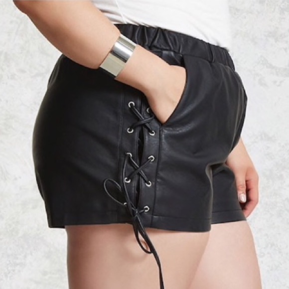 Forever 21 Pants - Forever 21 sexy faux leather side lace shorts